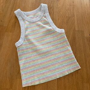 Aerie MEDIUM Free Spirit Ribbed Tank Top Multicolored Stripes